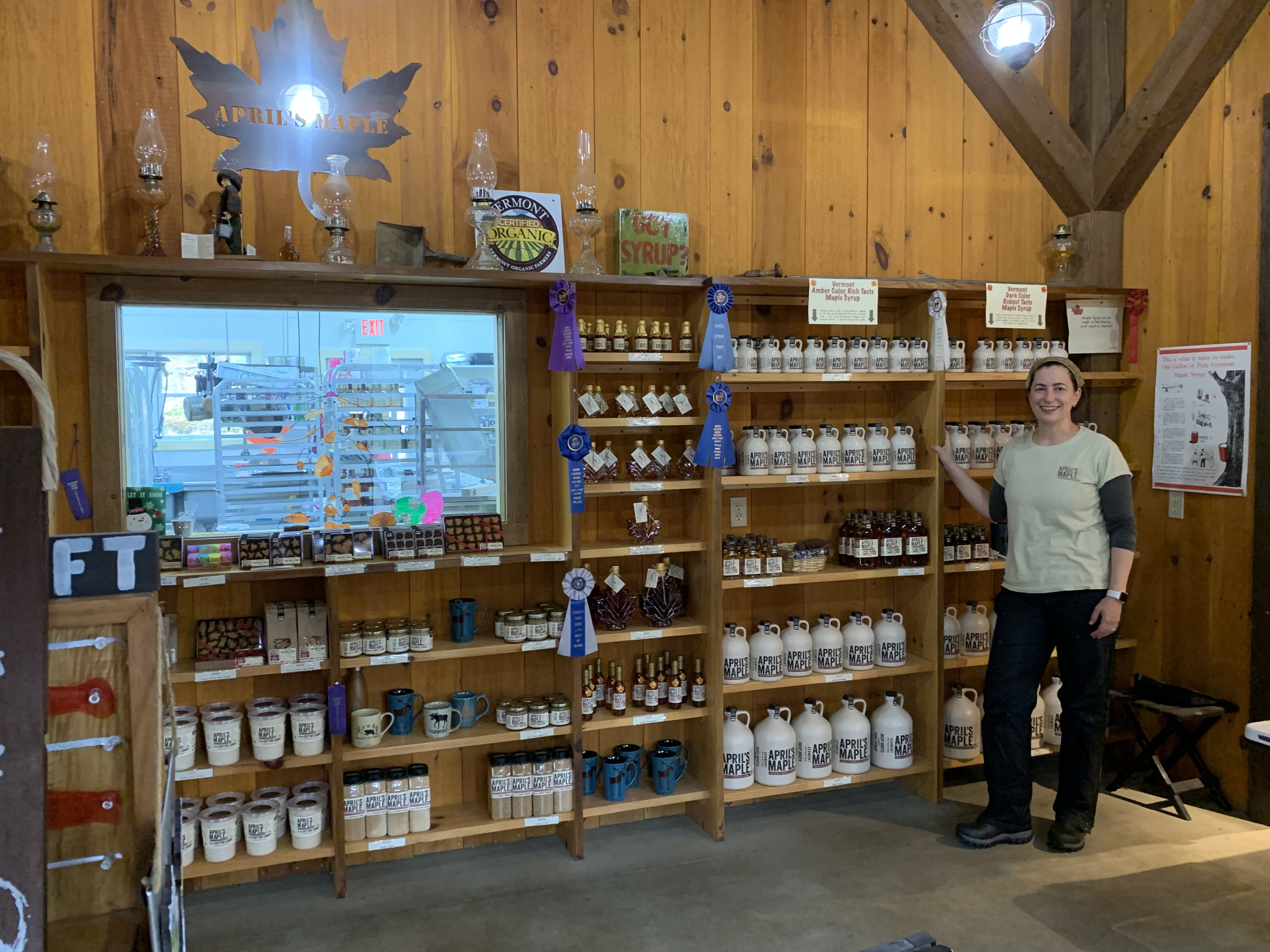 April Lemay in front of her displays